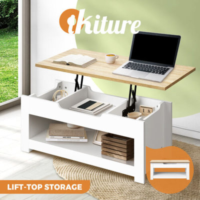 Oikiture Coffee Table Lift Up Top Modern Tables Hidden Storage Shelf Display $95.90 (RRP $224.90) @ eBay AU