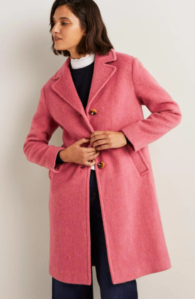 Wool Blend Collared Coat Dusty Red $222 (RRP $370) @ Boden Clothing