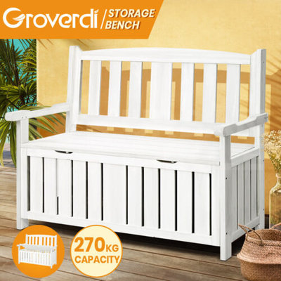 Groverdi Outdoor Storage Bench Box 2 Seat Wooden Patio Furniture Lounge Garden $149.95 (RRP $311.90) @ eBay AU