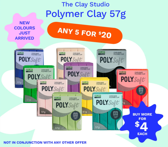 The Clay Studio Polymer Clay 57g - 5 For $20 @ Riot Stores