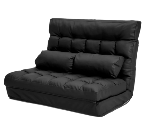 La Bella Double Seat Couch Bed Black Sofa Gemini Leather $278 (RRP $556) @ Kings Warehouse