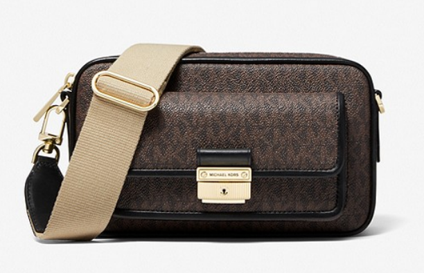 Bradshaw Medium Logo Camera Bag Brown/Black $369 (RRP $529) @ Michael Kors