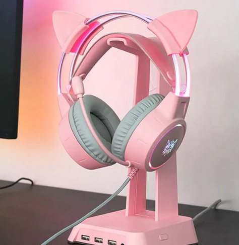 RGB Light Gamer Headset Cat Ear Gaming Headphones With Microphone Upgrade Pink $33.21 (RRP $63.86) @ Ali Express