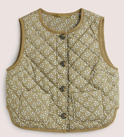 Quilted Vest Basil Green, Dainty Geo $102 (RRP $170) @ Boden Clothing