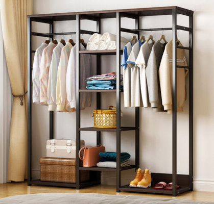 Galaxy Wardrobe Cupboard Shelves & Clothes Hanging Racks (Black Walnut) $215.77 (RRP $424.75) @ eBay AU