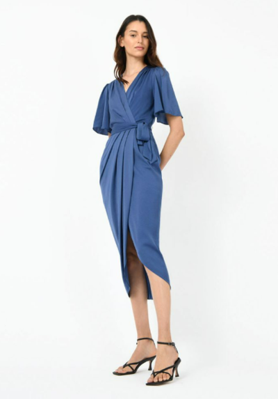 Anastasia Draped Tie Waist Dress Blue $66.75 (RRP $119.99) @ Forcast