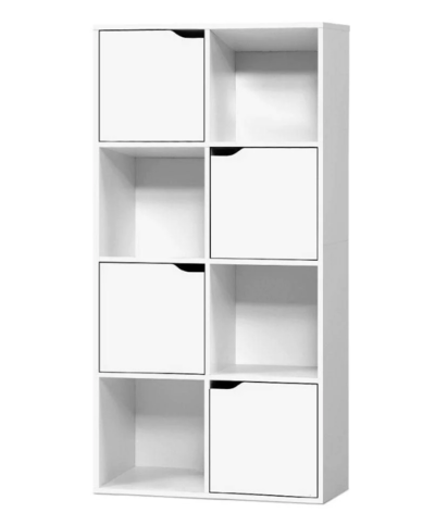 Kings Display Shelf 8 Cube Storage 4 Door Cabinet Organiser Bookshelf Unit White $98 (RRP $169) @ Kings Warehouse