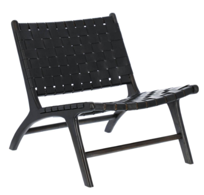 Apia Leather & Timber Lounge Chair Black $359 (RRP $849) @ Living Styles