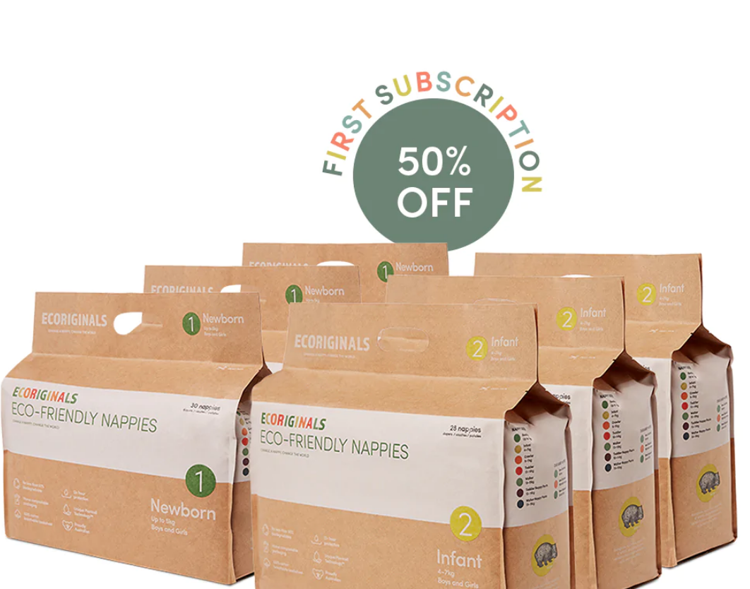 Save 20% OFF and we'll donate a 6 Pack of Nappies @ Ecoriginals