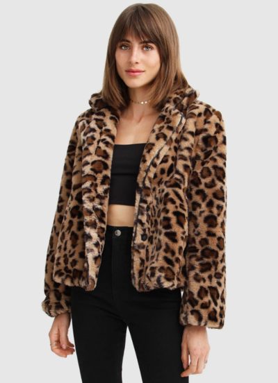 Last Call Leopard Faux Fur Jacket Brown $134.95 (RRP $269.95) @ Belle And Bloom