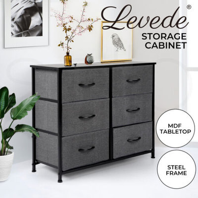 Levede Storage Cabinet Tower Chest of 6 Drawers Dresser Tallboy Lowboy Organizer $85.99 (RRP $234.99) @ eBay AU