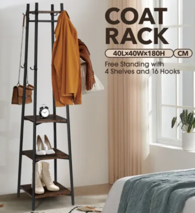 Freestanding Coat Rack Stand Clothes Garment Closet Organizer Hooks Hanger Display Shelf $49.99 (was $149.95) @ Crazy Sales