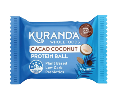 Kuranda Wholefoods Protein Balls Cacao Coconut 12x40g $25.20 (RRP $36) @ Goodness Me