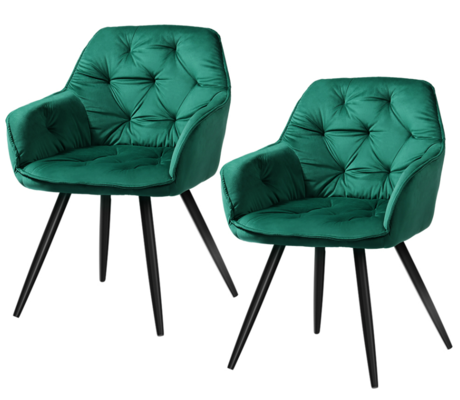 Set of 2 Dining Chairs Kitchen Chairs Upholstered Velvet Green $178.50 (RRP $349.99) @ Dreamo