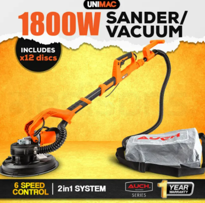 UNIMAC 1800W Drywall Sander Plaster Wall Gyprock Automatic Vacuum System $279 (RRP $799) @ Edisons