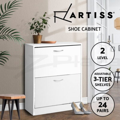 Artiss Shoe Cabinet Shoes Storage Rack 24 Pairs Wooden Organiser Shelf Cupboard $70.95 (RRP $158.99) @ eBay AU